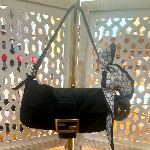 Fendi Handbags - FENDI Zucca Black Nylon Shoulder Bag